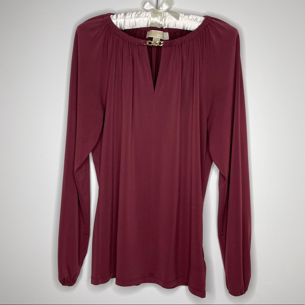 Michael Kors Maroon Chain Detail Blouse XS